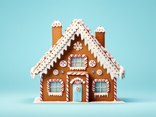 beautiful origami paper house on light background. gingerbread house christmas theme background. 