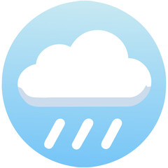 Stylized Cloud with Blue Rain Lines Icon for Weather Forecast
