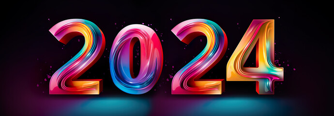 2024 is new year, best wishes. - obrazy, fototapety, plakaty