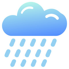 Stylized Cloud with Blue Rain Lines Icon for Weather Forecast
