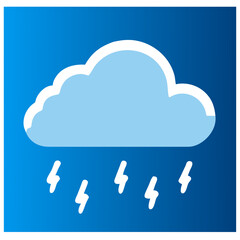 Stylized Cloud with Blue Rain Lines Icon for Weather Forecast