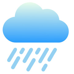 Stylized Cloud with Blue Rain Lines Icon for Weather Forecast