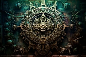 Fototapeta na wymiar Mayan calendar. Artwork. Generative AI