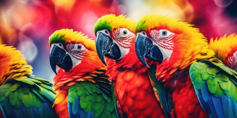 Obraz premium Vibrant rainbow colors of plumage of tropical parrots