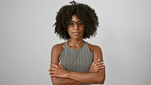 African american woman business worker smiling confident standing with arms crossed gesture over isolated white background