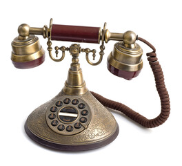 Vintage telephone on white background.
