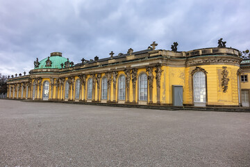 Sanssouci was summer palace of Frederick the Great, King of Prussia (1747). POTSDAM, GERMANY.