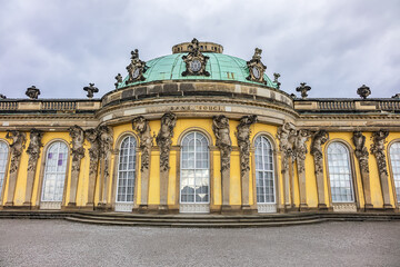Sanssouci was summer palace of Frederick the Great, King of Prussia (1747). POTSDAM, GERMANY.