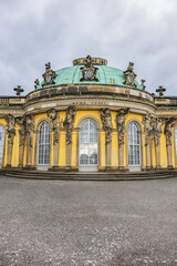 Fototapeta na wymiar Sanssouci was summer palace of Frederick the Great, King of Prussia (1747). POTSDAM, GERMANY.