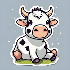 Cute little baby cow sticker