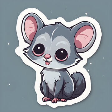 Cute little baby opposum sticker