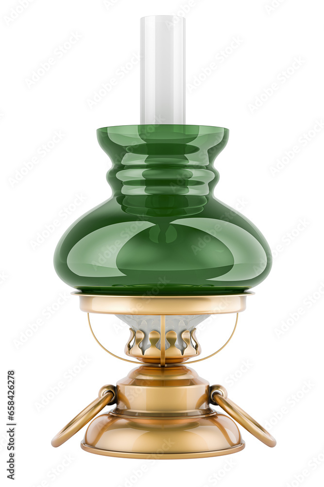 Poster kerosene lamp, paraffin lamp. 3d rendering isolated on transparent background