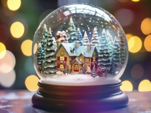 Merry Christmas snow globe. Christmas new year time. Background for business and advertising.