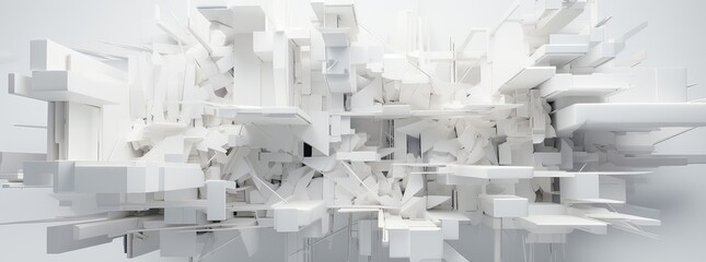 White abstract three-dimensional rectangular structure background material