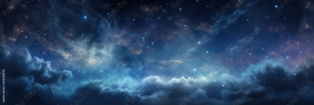 Poster Wide blue nebula starry sky technology sci-fi background material