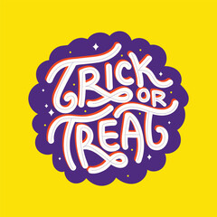 Trick or treat Halloween party vector typography illustration. Halloween, banner, poster, logo, elements, greeting card, t shirt design. Party lettering, calligraphy. Fall vector illustrations.