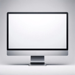 Photo of a sleek monitor. front view with a slim bezel and a sturdy stand