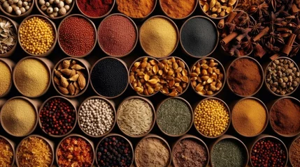 Fotobehang Seamless texture with spices and herbs © evening_tao