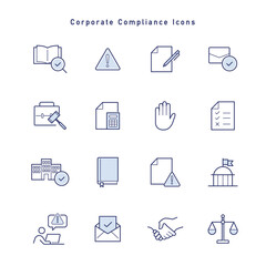 企業のコンプライアンスに関するアイコンセット - obrazy, fototapety, plakaty