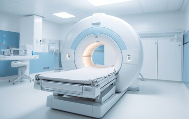 Computed tomography or computed axial tomography scan machine in hospital room - obrazy, fototapety, plakaty