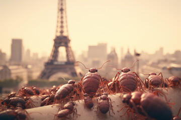 Bed bugs on a street of paris Paris - obrazy, fototapety, plakaty