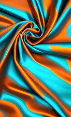 orange and blue silk silky satin fabric elegant extravagant luxury wavy shiny luxurious shine drapery background wallpaper seamless abstract showcase backdrop artistic design material texture