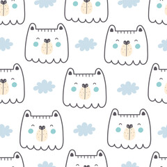 Seamless pattern with cartoon dogs. colorful vector for kids. Animals. hand drawing, flat style. baby design for fabric, print, textile, wrapper