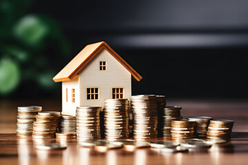 Haus Grundbesitz Kapitalanlage Wohlstand M&uuml;nze Bauen Aufbauen