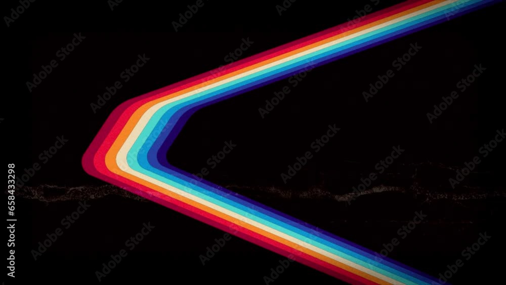 Poster retro animated background design in minimalist 1980's style with colorful lines.