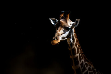 A close up of a giraffe in the dark