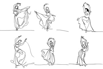 One-Line Drawing of Belly oriental egyptian Dancers: Simple, Minimalist, and Elegant, vector