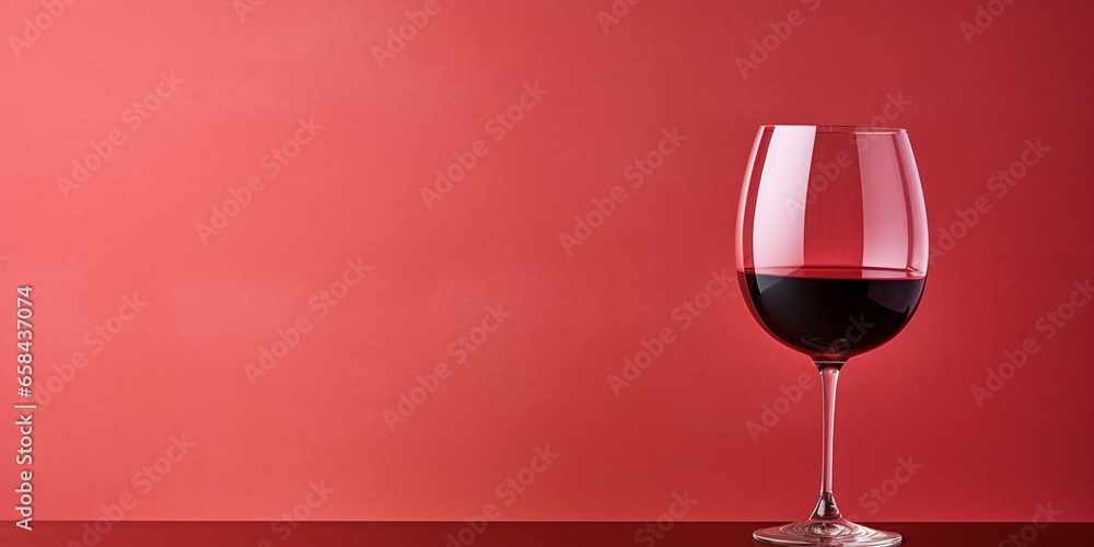 Aufkleber glass of red wine on a red background. : generative ai