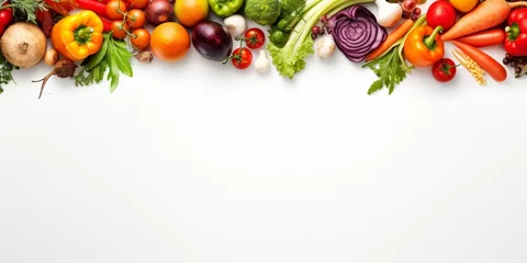 Fotobehang Organic food background and Copy space. Food photography different fruits and vegetables isolated white background. High resolution product : Generative AI © Generative AI