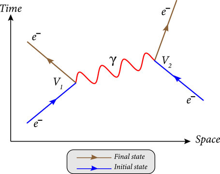 Feynman diagram is  a graphical method of representing the interactions of elementary particles.Vector illustration