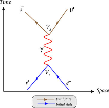 Feynman diagram is  a graphical method of representing the interactions of elementary particles.Vector illustration