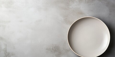 Plates mockup with copy space.Modern minimal table place setting neutral beige color on gray...