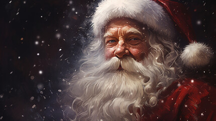 a closeup portrait of Santa Claus - obrazy, fototapety, plakaty