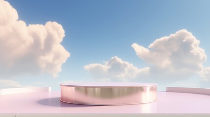 Background pink podium sky 3d platform luxury product beauty display render heaven dreamy stage....
