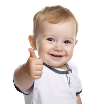 Adorable baby giving funny gesture and facial expression in transparent background