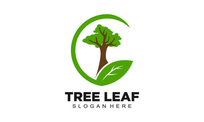 Tree leaf illustration logo design icon vector