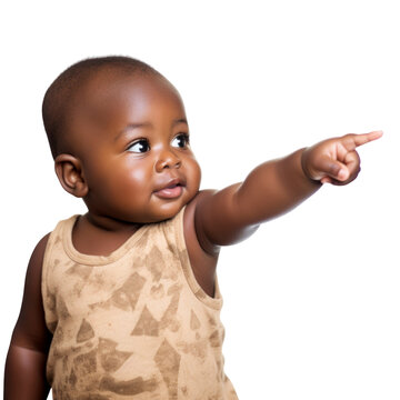 Adorable baby giving funny gesture and facial expression in transparent background