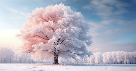 a large tree is covered in frost and snow