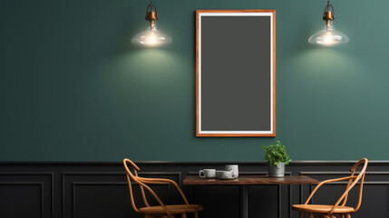 Hipster Style Interior with Poster Frame Mockup: 3D Render