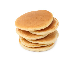 Stack of tasty pancakes isolated on white