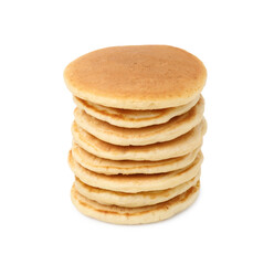 Stack of tasty pancakes isolated on white