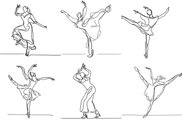 One-Line Drawing of Ballet Dance: Grace, Elegance, and Beauty, vector