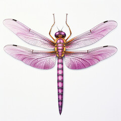 pink dragonfly isolated on white background