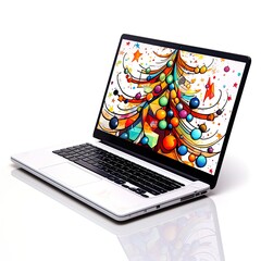 seasonal laptop design on clean background