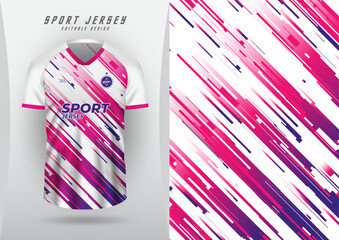 Background for sports, jersey, football, running jersey, racing jersey, cycling, white background, striped pattern, diagonal square, gradient, blue, purple, pink.