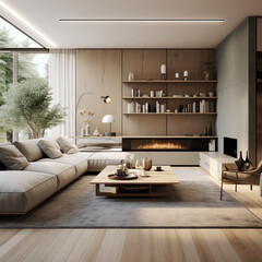 Modern interior design for a living room HD minimalism, generative ai